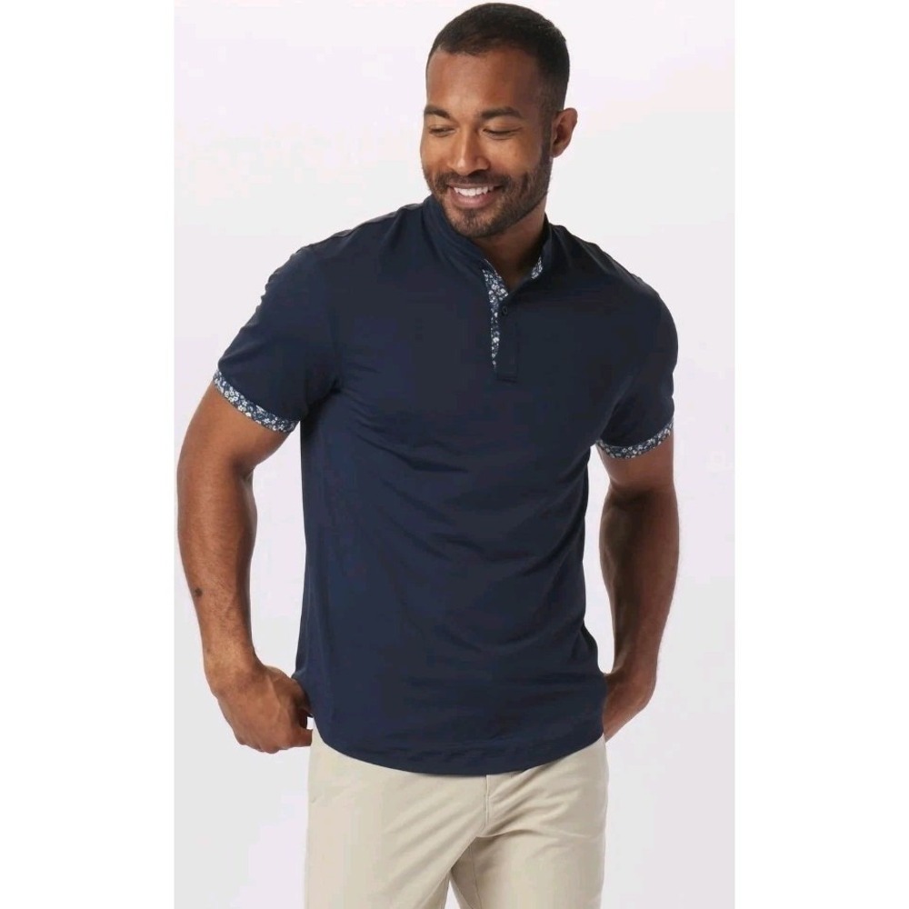 NWT Mantra Men's Catalyst Flora Contrast Polo Golf Performance Shirt L